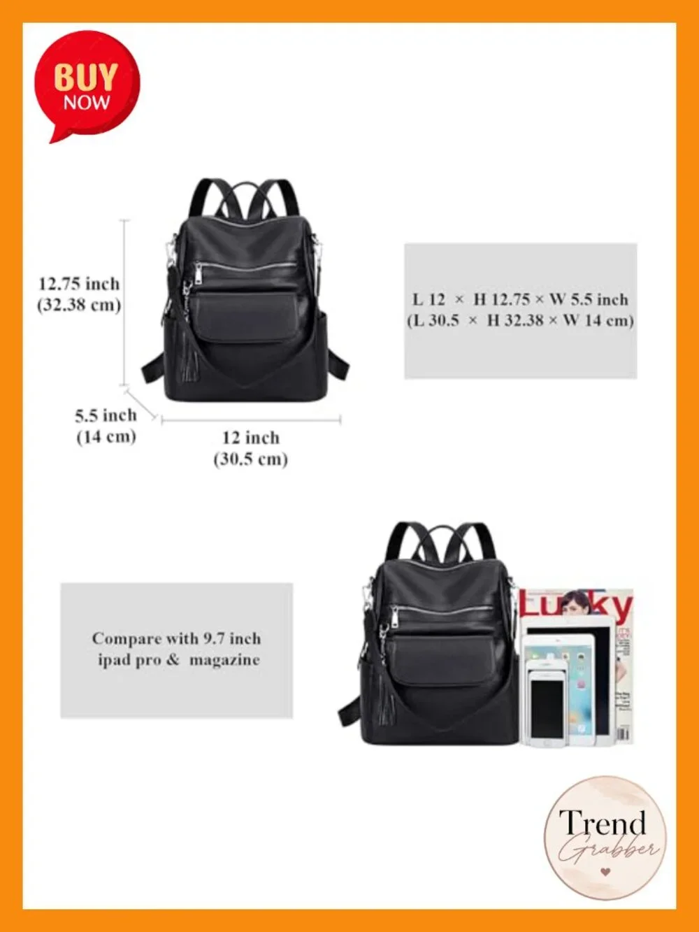 Genuine Leather Backpack Purse Women Convertible Shoulder Bag